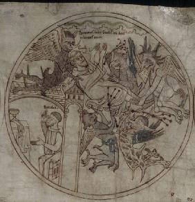 Guthlac, von Dämonen attackiert (Manuskript Das Leben des heiligen Guhlac)
