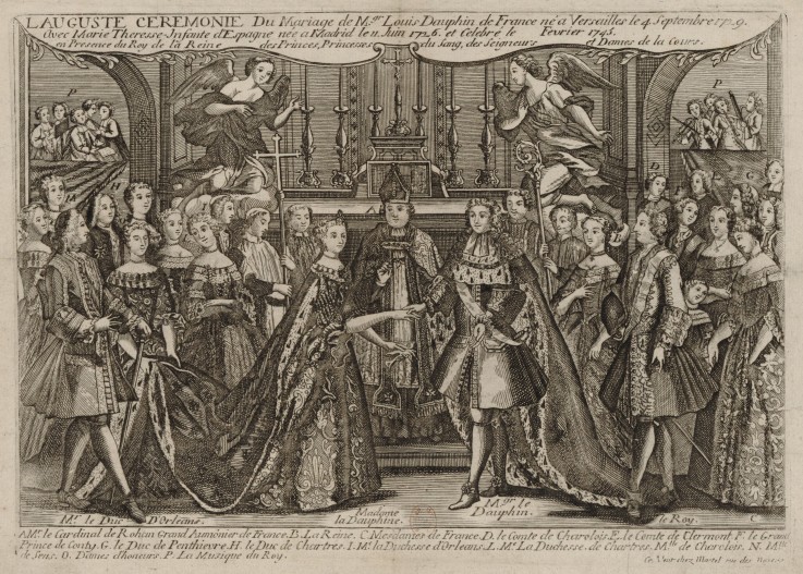 Hochzeit von Louis Ferdinand de Bourbon, dauphin de Viennois und Maria Theresia Rafaela von Spanien  von Unbekannter Künstler