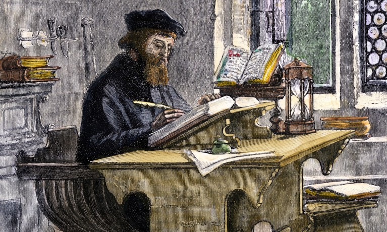 John Wycliffe am Arbeitstisch von Unbekannter Künstler