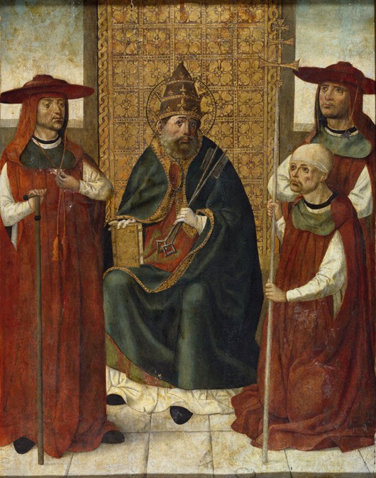 Kardinal Pedro González de Mendoza (1428-1495), vor dem Heiligen Petrus betend von Unbekannter Künstler
