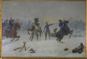 König Karl XII. in der Schlacht bei Narva am 19. November 1700