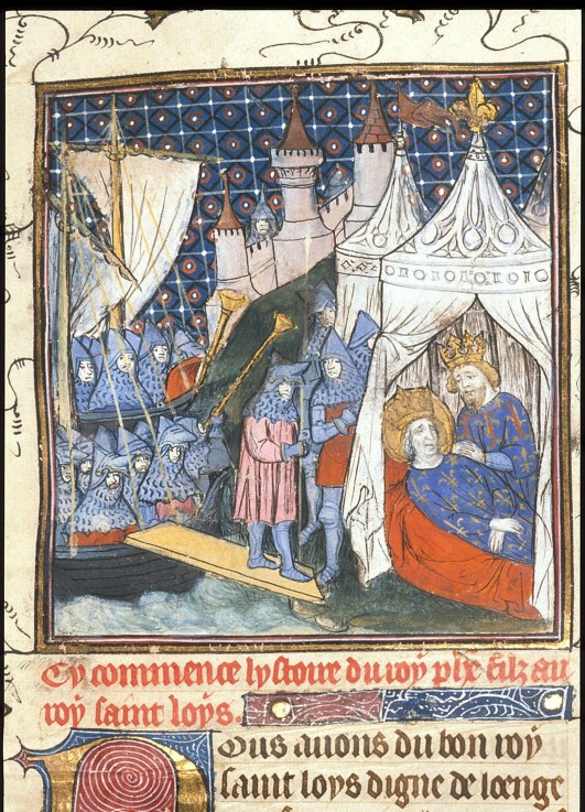 Ludwig der Heilige stirbt auf dem Kreuzzug vor den Mauern von Tunis (Aus Chroniques de France ou de  von Unbekannter Künstler