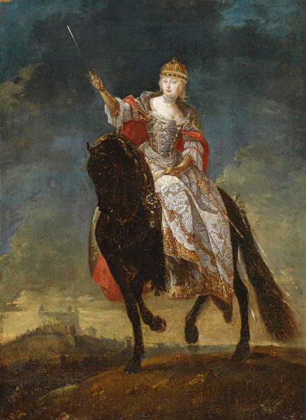 Maria Theresia als Königin von Ungarn auf dem Krönungshügel zu Preßburg von Unbekannter Künstler