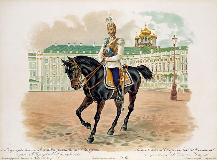 Nikolaus II. von Russland in der Uniform des Garde-Kürassierregiments von Unbekannter Künstler