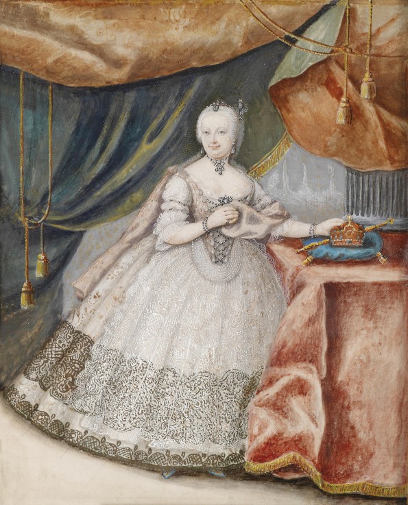 Porträt der Kaiserin Maria Theresia von Österreich (1717-1780) im Spitzenkleid von Unbekannter Künstler