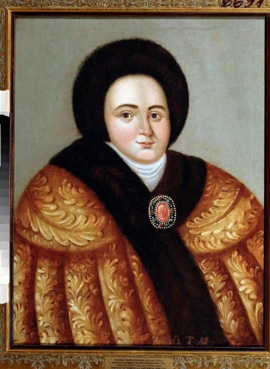 Porträt der Zarin Jewdokija Fjodorowna Lopuchina (1669-1731), Frau des Zaren Peter I. von Russland von Unbekannter Künstler