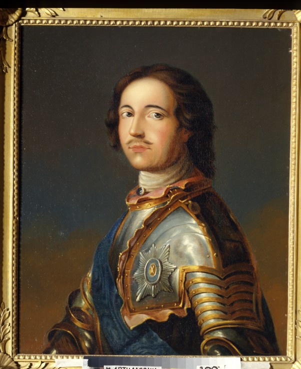 Porträt des Kaisers Peter I. des Grossen (1672-1725) im Ritterharnisch von Unbekannter Künstler