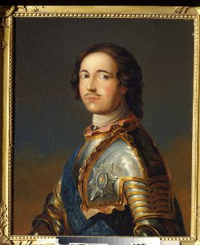 Porträt des Kaisers Peter I. des Grossen (1672-1725) im Ritterharnisch