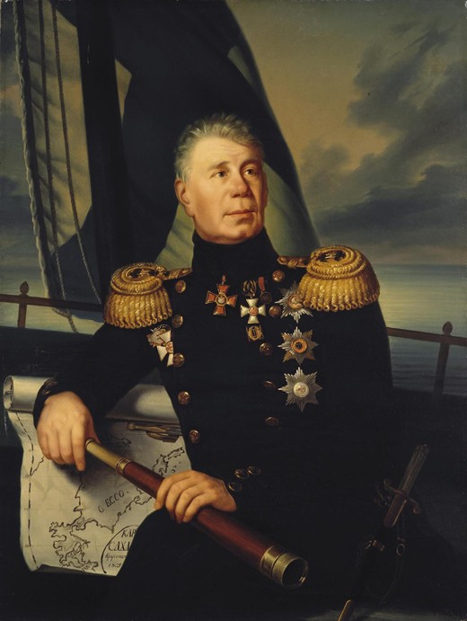 Porträt von Admiral Iwan (Adam) Krusenstern (1770-1846) von Unbekannter Künstler
