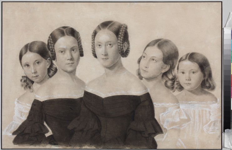 Porträt von Schwestern Jelisaweta, Maria, Praskowja, Alexandra und Anna Djakow von Unbekannter Künstler