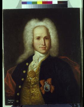 Porträt von Wissenschaftler und Erfinder Andrei Konstontinowitsch Nartow (1683-1756)