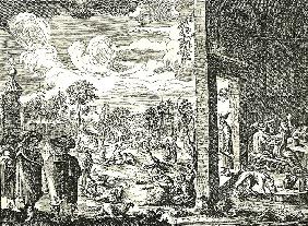 Sauferei (Illustration aus "Moskowitische und persische Reise" von Adam Olearius) 1656