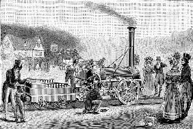 Stephensons Lokomotive "Rocket" von 1830