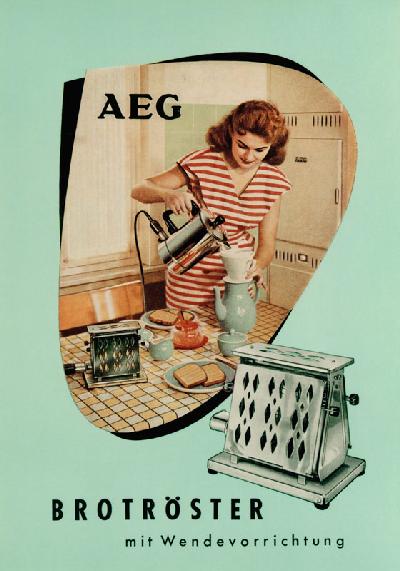 Brotröster. AEG Werbeanzeige 1951