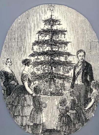 Weihnachten mit Königin Victoria, Prinz Albert, ihren Kinder und Königinmutter, 1848 (aus Illustrate 1848