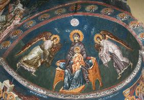 Thronende Madonna mit Christus Immanuel  zwischen Erzengeln Michael und Gabriel