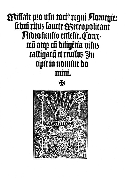 Titelseite aus dem ersten norwegischen Messbuch (Missale Nidarosiense) von Unbekannter Künstler