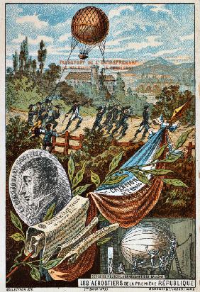 Transport des Militärballons "Entreprenant" von Mauberge nach Charleroi, 1794 (Aus der Serie "Der Tr