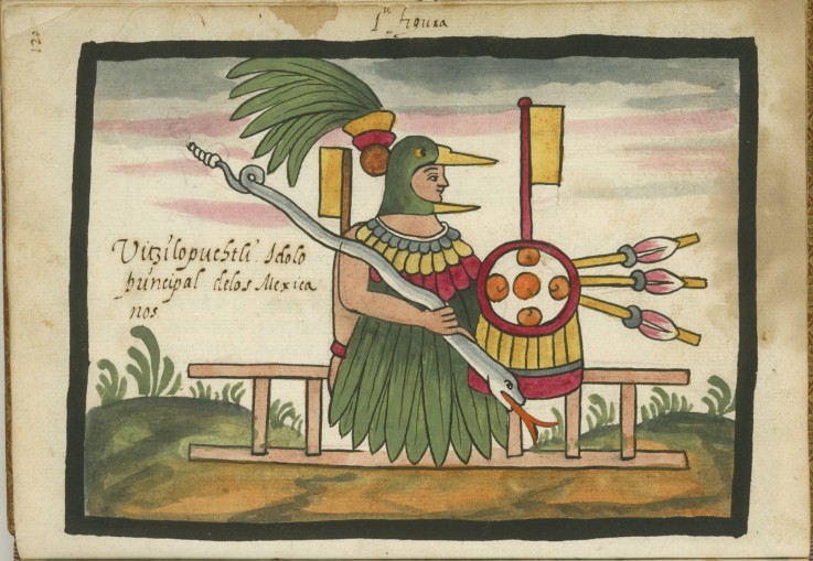 Xiuhtecuhtli, aztekischer Gott des Feuers, der Wärme und des Lichtes. Aus dem Ramírez Codex (The Tov von Unbekannter Künstler