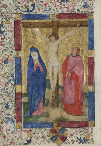 Kanonblatt mit Kreuzigung Christi, aus einer Missale von Unbekannter Meister