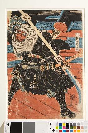 Benkei kämpft gegen Ushiwakamaru auf der Brücke Um 1815