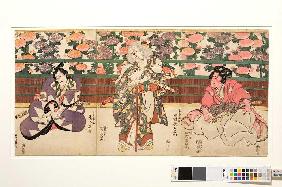 Die Hauptdarsteller Nakumara Utaemon und Onoe Baiko (Aus dem Kabuki-Schauspiel Meister Kiichis Vadem Um 1815