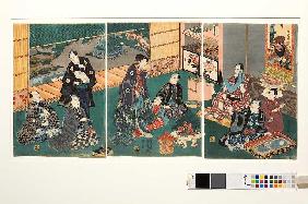 Festessen der Brüder Ichikawa und ihrer Gäste bei Danjuro VIII. Um 1850