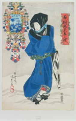 Japanese Woman in the Snow (colour woodblock print) von Utagawa Kunisada