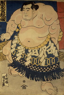 The sumo wrestler Abumatsu Rokunosuke, c.1835 (oban size, colour woodblock print) von Utagawa Kunisada