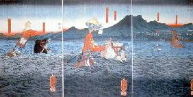 The Rival Generals fording the Ujigawa 1849