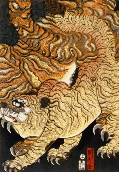 A dragon and two tigers - rechts von Utagawa Sadahide