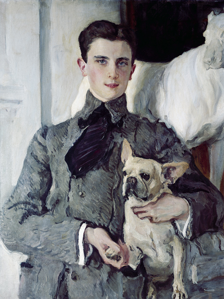 Bildnis Felix Fürst Jussupow, Graf Sumarokow-Elston (1887-1967) mit dem Hund von Valentin Alexandrowitsch Serow