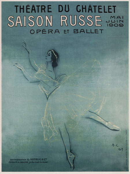 Werbeplakat für Ballettänzerin Anna Pawlowa im Ballett Les sylphides von F. Chopin von Valentin Alexandrowitsch Serow