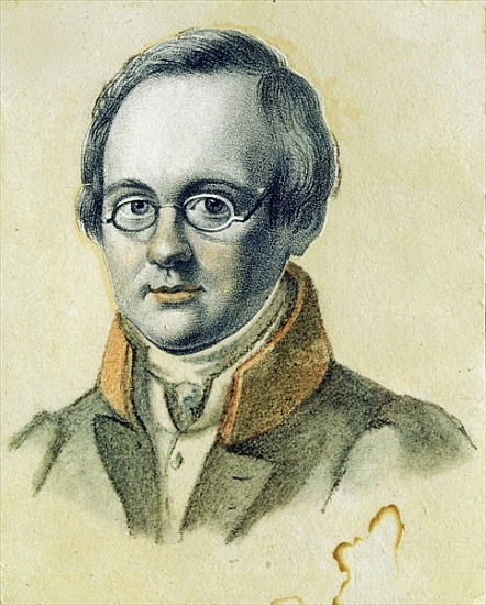Portrait of Anton A. Delvig, 1830 (lithograph and w/c on paper) von Valerian Platonovich Langer