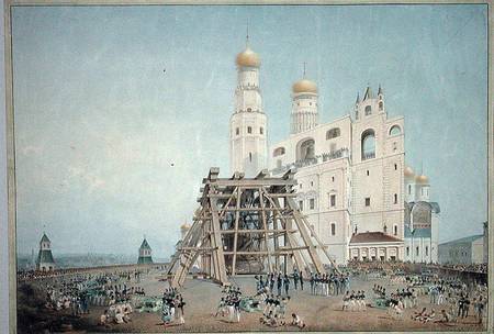 Raising of the Tsar-bell in the Moscow Kremlin in 1836 von Vasili Semenovich Sadovnikov