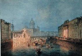 Illumination at the Moyka in St. Petersburg 1856  on
