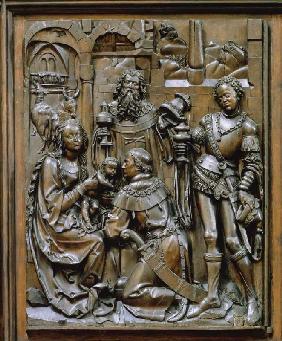 Der Bamberger Altar (linkes unteres Seitenrelief): Die Anbetung der Heiligen Drei Könige 1520-23