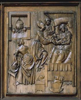 Der Bamberger Altar (rechtes oberes Seitenrelief): Die Geburt der Maria 1520-23