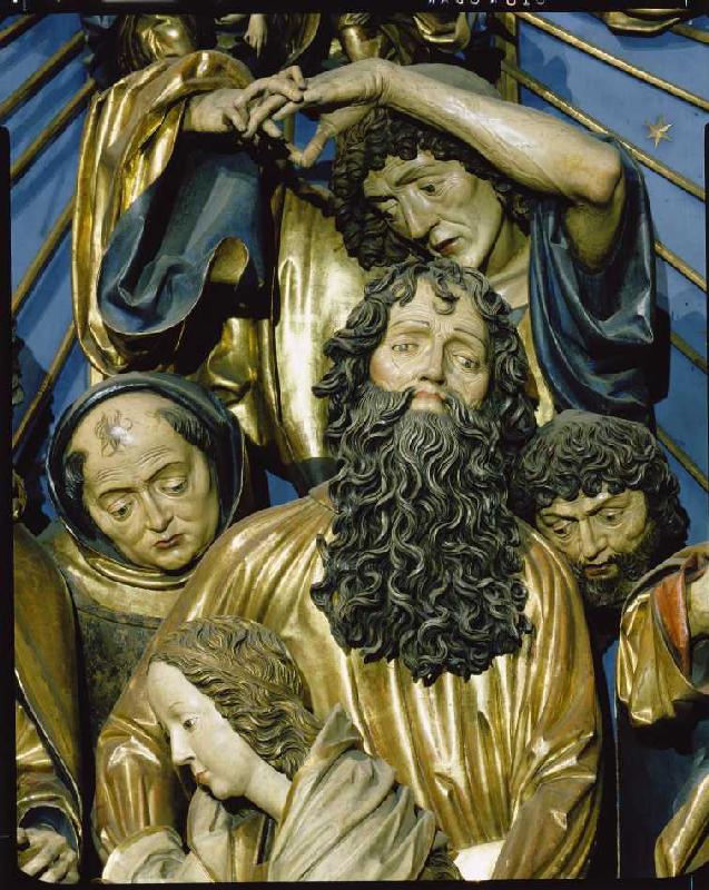 Der Krakauer Marienaltar: Der bärtige Apostel Paulus mit drei weiteren Aposteln von Veit Stoß