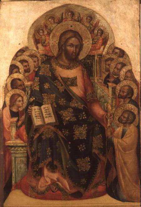 Christ Enthroned with Saints and Angels Handing the Key to St. Peter von Veneziano Lorenzo