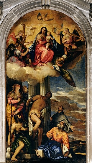 Virgin and Child with angel musicians and Saints von Veronese, Paolo (eigentl. Paolo Caliari)