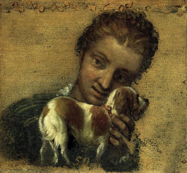 P.Veronese, Young woman with dog von Veronese, Paolo (eigentl. Paolo Caliari)