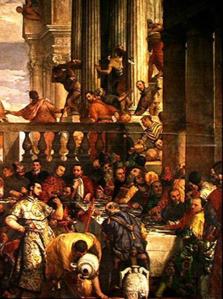 The Marriage Feast at Cana, detail of the right hand side von Veronese, Paolo (eigentl. Paolo Caliari)