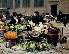 Ein Gemüsestand in Les Halles Paris. 1878