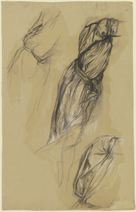Drei Gewandstudien einer nach rechts gewandten Frauenfigur von Victor Müller