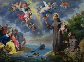 St. Anthony of Padua Preaching to the Fish (oil on copper)