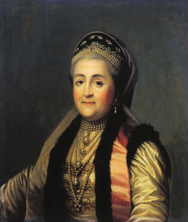 Porträt der Kaiserin Katharina II. (1729-1796) in russischer Tracht mit Kokoschnik von Vigilius Erichsen