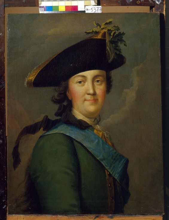Porträt der Kaiserin Katharina II. (1729-1796) in Uniform der Leibgarden von Vigilius Erichsen