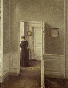 Frau in einem hellen Innenraum. von Vilhelm Hammershoi