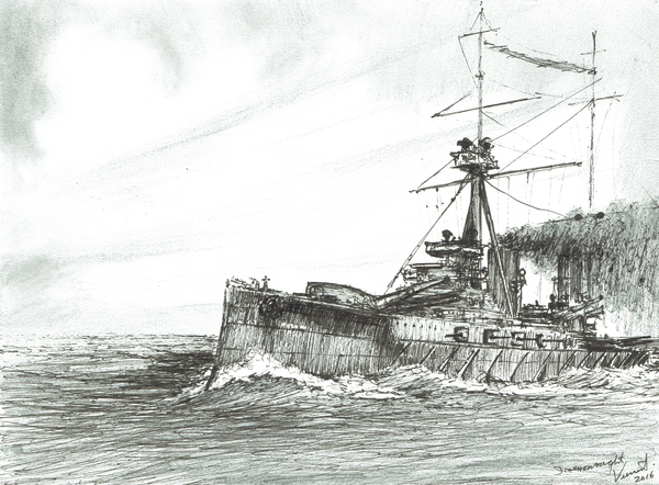 HMS Dreadnought at sea von Vincent Alexander Booth